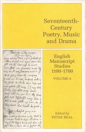 English Manuscript Studies Vol 8 by Peter Beal